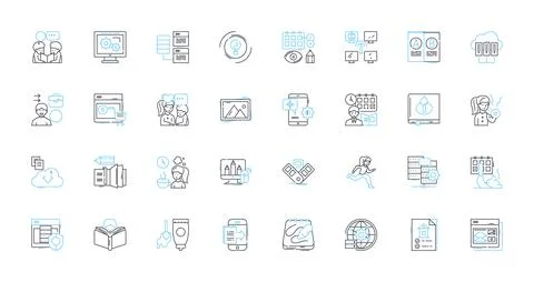 Operations manual linear icons set. Standardization, Guidelines, Procedures イラスト素材