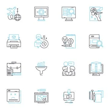 Operations manual linear icons set. Standardization, Guidelines, Procedures Stock Illustration