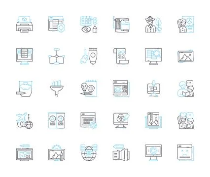 Operations manual linear icons set. Standardization, Guidelines, Procedures イラスト素材