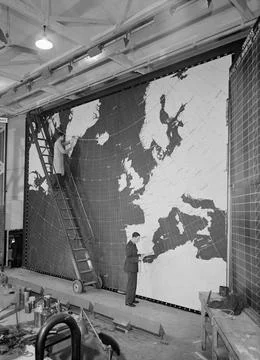 An operations map at RAF Coastal Command Headquarters at Northwood in Hert... 스톡 사진