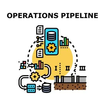 Operations pipeline managing data flow processes automation 스톡 일러스트