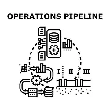 Operations pipeline managing data flow processes automation イラスト素材