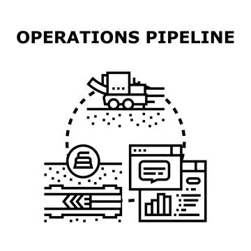 Operations pipeline process management data analysis Stock Illustration