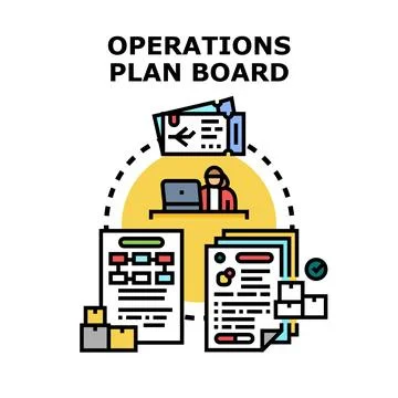 Operations plan board developing business strategy and logistics Stock Illustration
