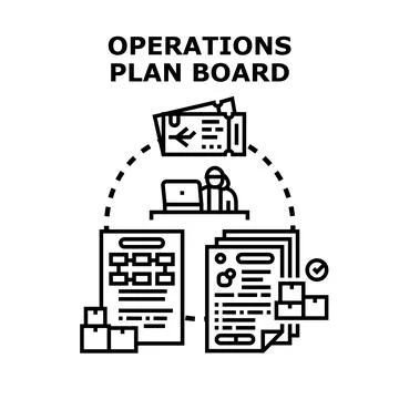 Operations plan board developing business strategy and logistics Stock Illustration