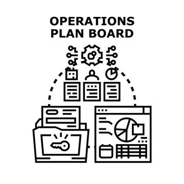Operations plan board planning business strategy Ilustración de archivo