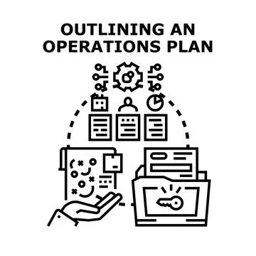 Operations planning process success concept outlining strategy Stock Illustration
