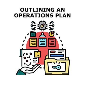 Operations planning process success concept outlining strategy Stock Illustration
