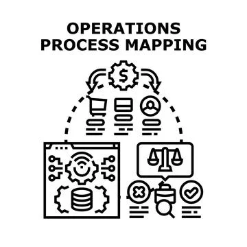 Operations process mapping for business optimization strategy Stock Illustration