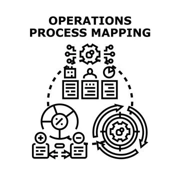 Operations process mapping strategy development management concept Stock Illustration