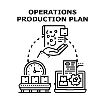 Operations production plan management process planning concept Illustrazione stock