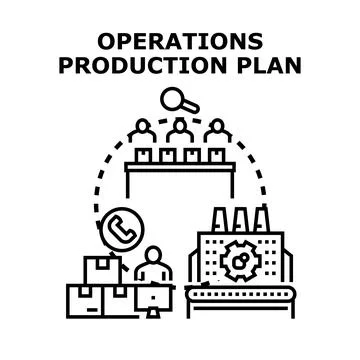 Operations production plan with teamwork and manufacturing management Stock Illustration