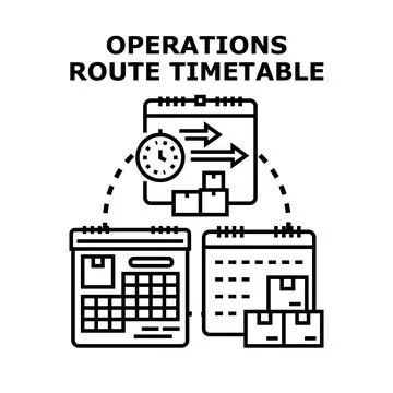 Operations route timetable planning and logistics schedule Stock-Illustration
