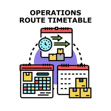 Operations route timetable planning and logistics schedule Stock-Illustration