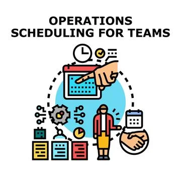 Operations scheduling for teams concept illustration Stock-Illustration