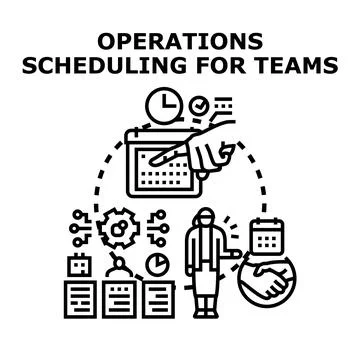 Operations scheduling for teams concept illustration Stock-Illustration