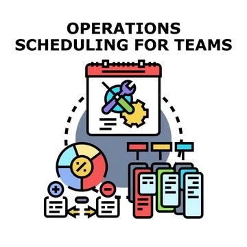 Operations scheduling for teams concept vector Stock Illustration