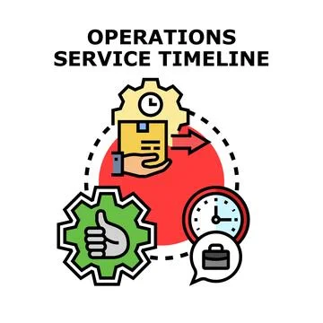 Operations service timeline managing delivery and efficiency Stock Illustration