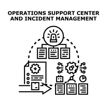 Operations support center handling incident management process Stock Illustration