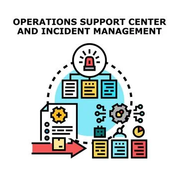 Operations support center handling incident management process Stock Illustration