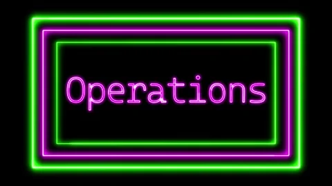 'Operations' Text Animation with Neon Glow &amp; Glowing Squares. Stock Footage 282577040
