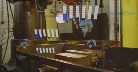 Operator adjusting controls placing metal in shop vise starting drill cutting as Stock Footage 331833353