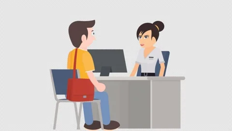 Operator advises the client. Animation manager consultant. Cartoon Stock Footage 246784799