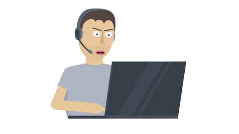 Operator. Animation of remote work. Phone help, cartoon Stock Footage 130045877