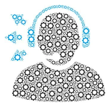Operator Answer Speech Composition of Cogs Illustrazione stock