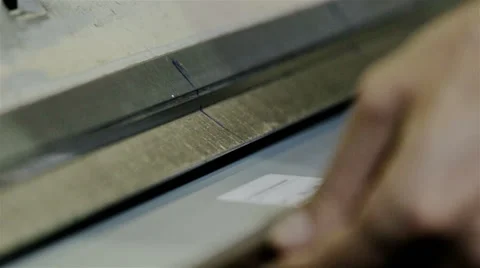 Operator bending metal sheet by sheet bending machine Stock Footage 65291183