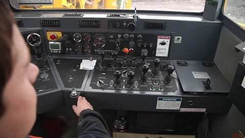 Operator in the cabin of drilling rig Stock Footage 83482751