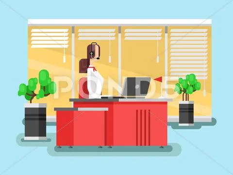 Operator in a call center Stock Illustration