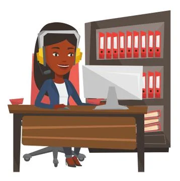 Operator of call center wearing headset Stock Illustration