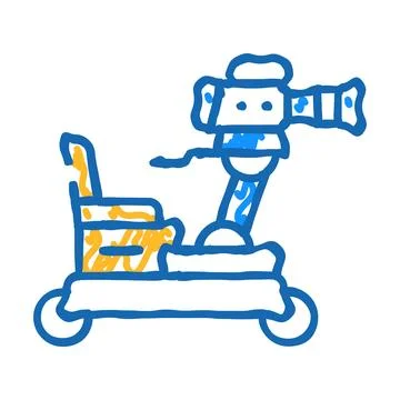 Operator cart with video camera icon doodle illustration Stock Illustration