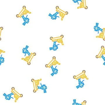 Operator cart with video camera vector seamless pattern Stock Illustration
