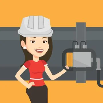 Operator checking detector on gas pipeline Stock Illustration