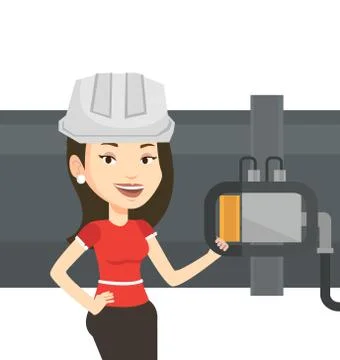 Operator checking detector on gas pipeline Stock Illustration