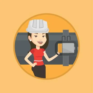 Operator checking detector on gas pipeline Stock Illustration