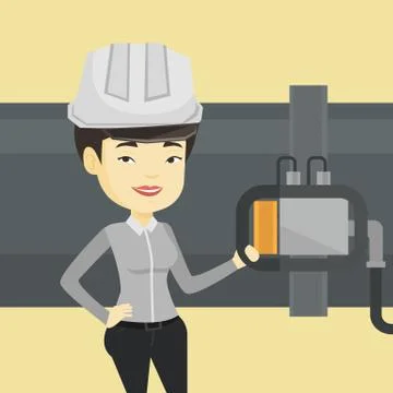 Operator checking detector on gas pipeline Stock Illustration