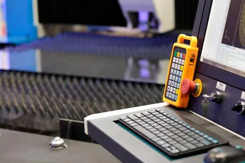 Operator console and handheld remote controller Stock-Fotos