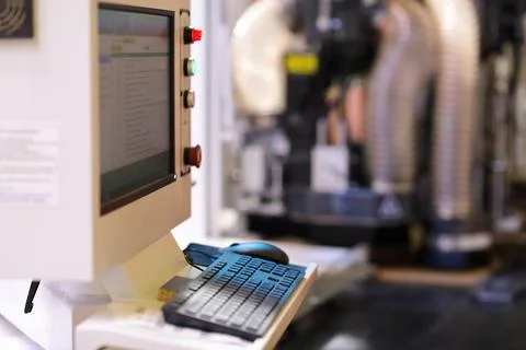 Operator console of computerized equipment Stock Photos