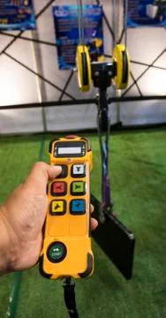 Operator control industrial crane. Stock Photos