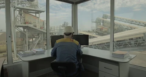 Operator Of Crushing And Sorting Facility (4K) Stock Footage 61326778