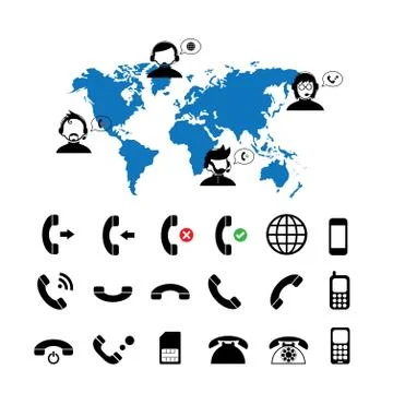 Operator customer support and basic  phone set Stock Illustration