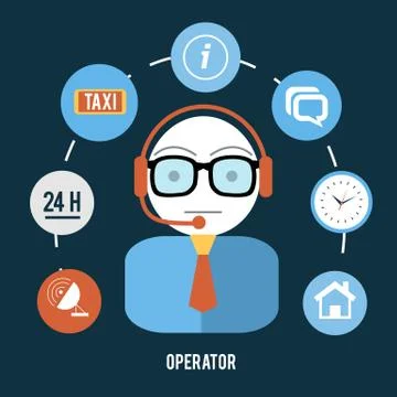 Operator with different item icons Stock Illustration