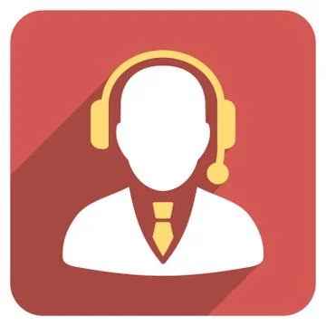 Operator Flat Rounded Square Icon with Long Shadow Stock Illustration