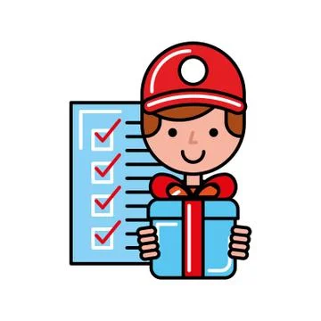 Operator with gift box checklist online shopping logistic Stock Illustration