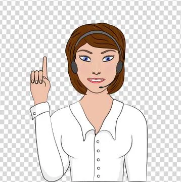 The operator girl points to something. Stock Illustration