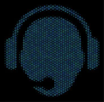 Operator Head Mosaic Icon of Halftone Circles Stock Illustration