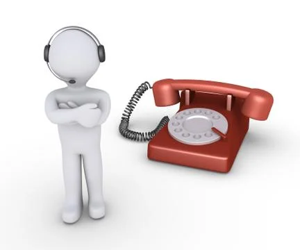 Operator with headset and telephone Stock Illustration